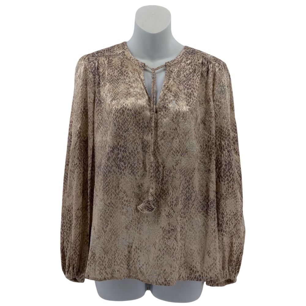 Tommy Bahama Blouse Womens Small Snake Print Burnout Metallic Boho Top